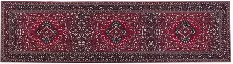 Beliani VADKADAM Laagpolig vloerkleed Rood 80 x 300 cm Polyester