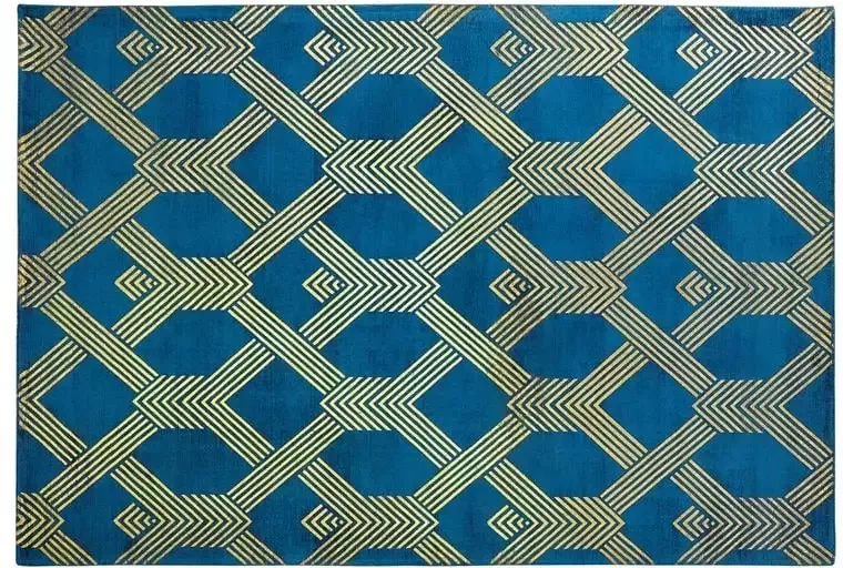 Beliani VEKSE Vloerkleed Donkerblauw 160 x 230 cm Viscose