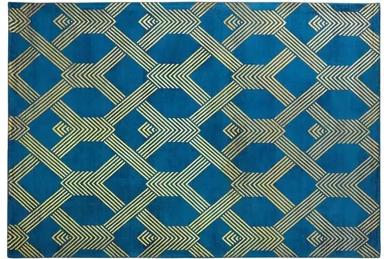 Beliani Vloerkleed viscose marineblauw goud 160 x 230 cm VEKSE - Foto 2