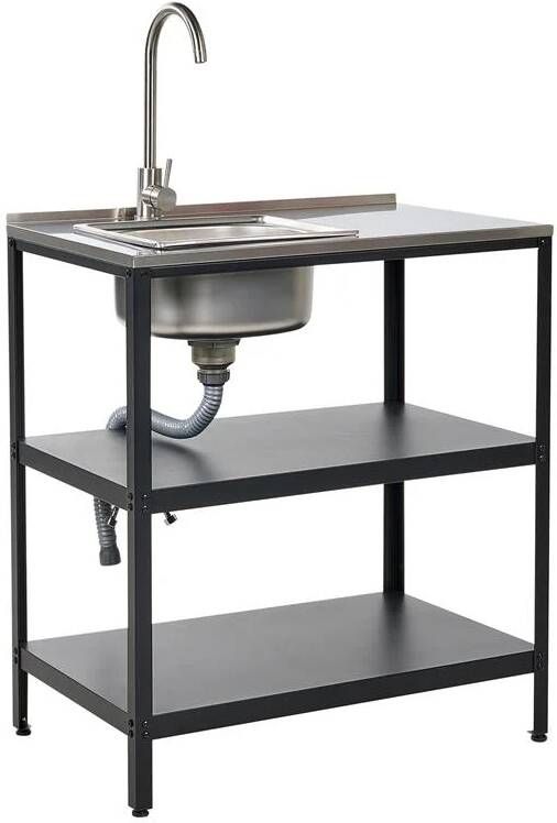 Beliani -VILAMA-Buitenkeuken met spoelbak-Zwart-80x50x92 cm-Staal