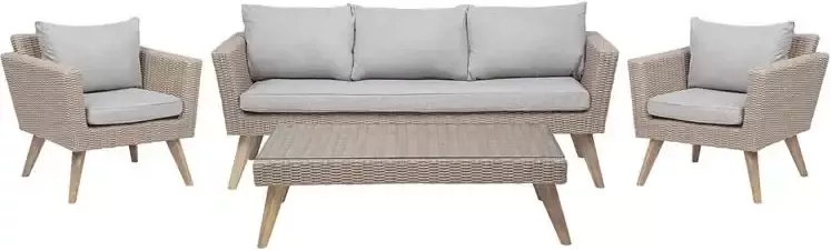 Beliani VITTORIA Loungeset voor 5 Natuurlijk PE rotan