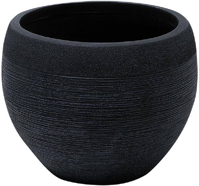 Beliani ZAKROS Bloempot Zwart 38 cm Klei-vezelmengsel