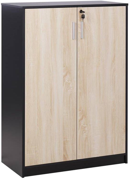 Beliani ZEHNA Sideboard Lichthout|Zwart 117 cm Vezelplaat