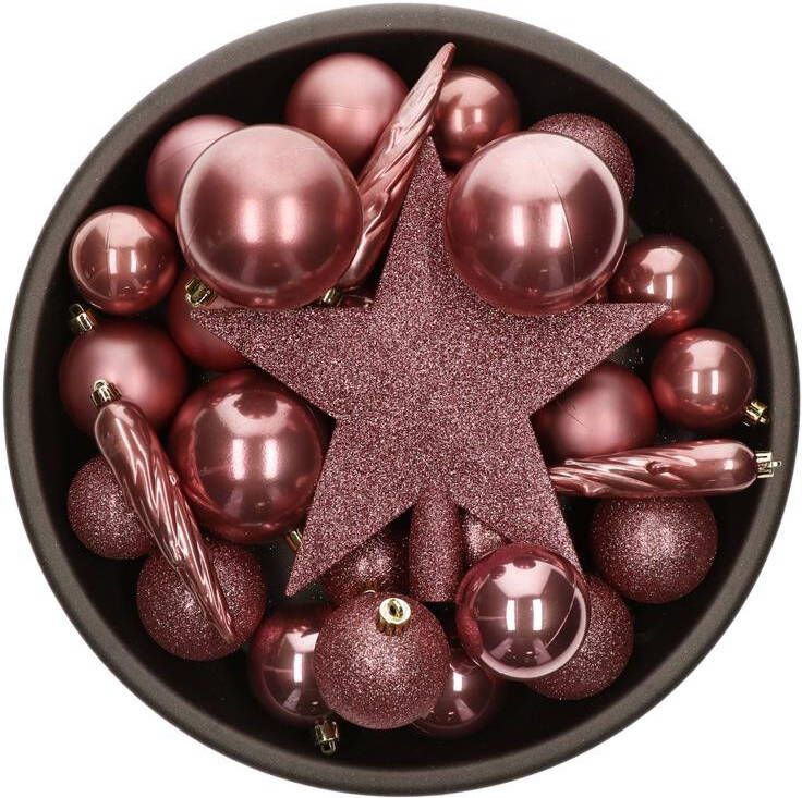 Bellatio Decorations Kerstballen 33 st oudroze met piek