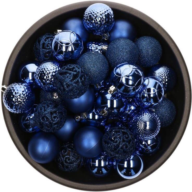 Bellatio Decorations Kerstballen 37ST mix kobalt blauw 6 cm