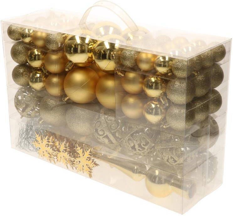 Bellatio Decorations Kerstballen set 110 stuks goud kunststof