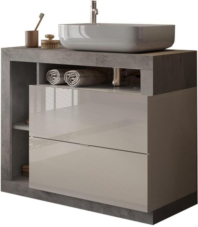 Benvenuto Design Hamburg 92 cm Beton Staand Wastafel en Onderkast