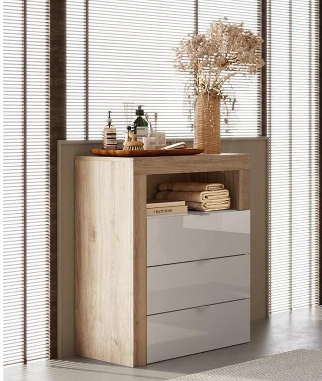 Benvenuto Design Hamburg HG Wit | Eiken Badkamerkast 3-Lades Laag