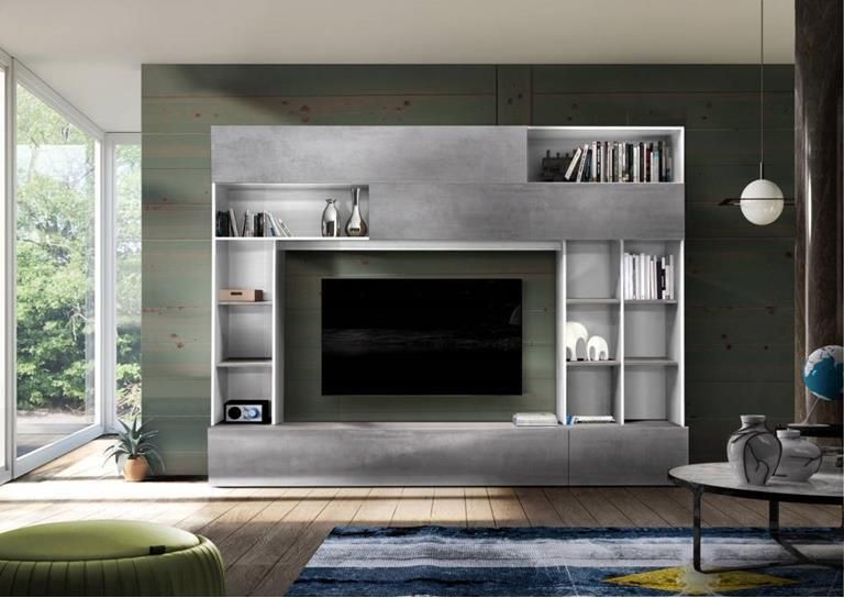 Benvenuto Design Pratiko TV wandmeubel Wit|Beton