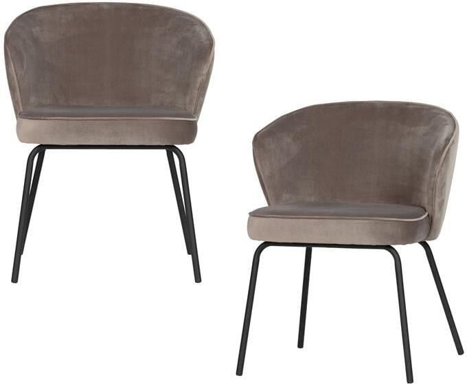 BePureHome Admit Eetkamerstoelen Fluweel Khaki Set van 2 - Foto 4