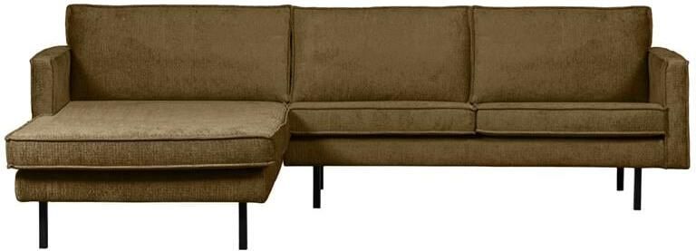BePureHome WOOOD Chaise Longue Links Rodeo Velvet Brass 85x300x155