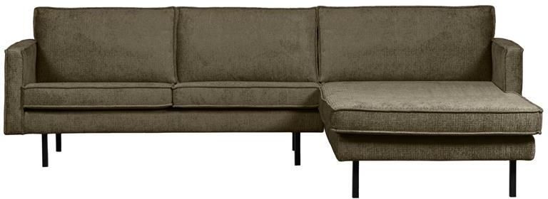 BePureHome WOOOD Chaise Longue Rechts Rodeo Velvet Bonsai 85x300x155
