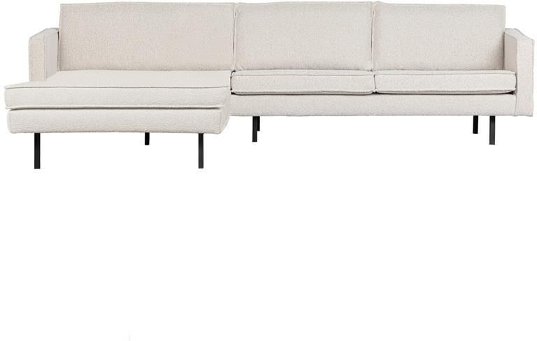 BePureHome WOOOD Rodeo Chaise Longue Links Bouclé Naturel 85x300x155