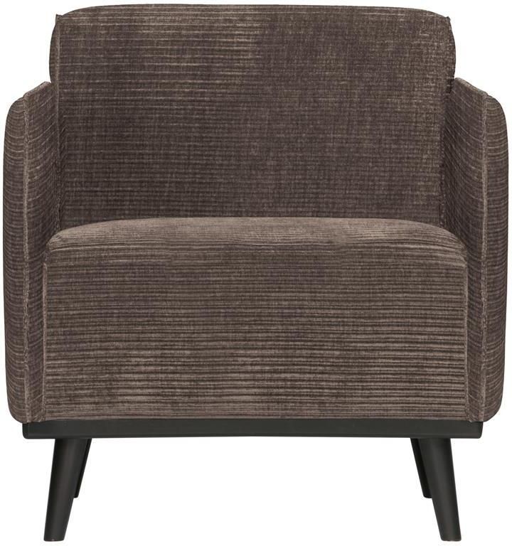 BePureHome WOOOD Statement Fauteuil Met Arm Ribstof Taupe 77x72x93