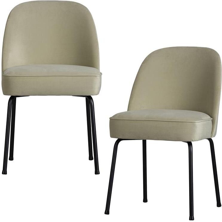 BePureHome WOOOD Vogue Eetkamerstoelen Fluweel Pistache Set van 2