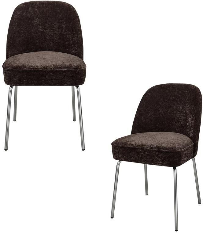 BePureHome WOOOD Vogue Eetkamerstoelen Polyester Donkerbruin Set van 2