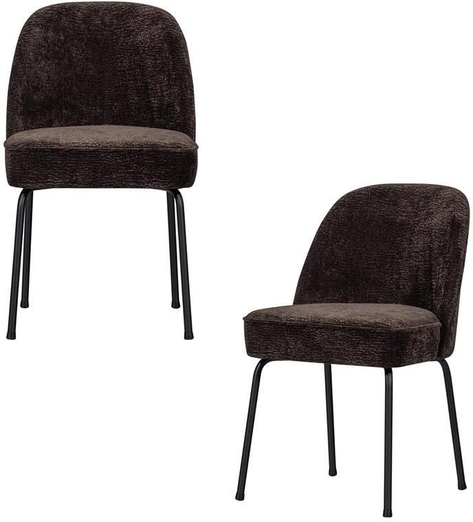 BePureHome WOOOD Vogue Eetkamerstoelen Polyester Donkerbruin Set van 2