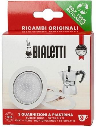 Bialetti ALU Filterplaatje + 3 rubber ringen 9 kops