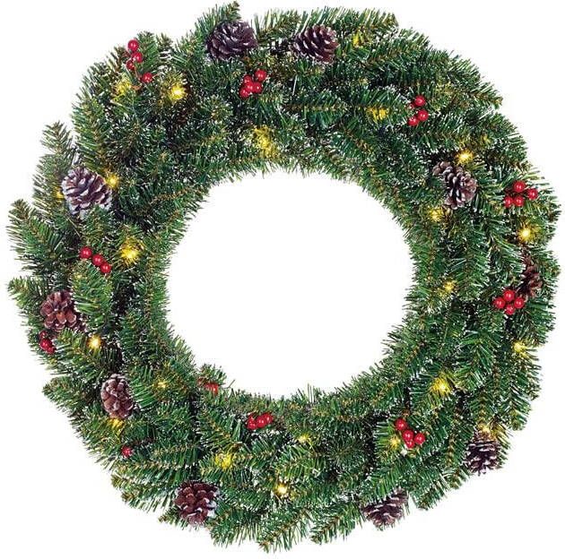 Black Box Trees Creston Kerstkrans met LED Verlichting Ø60cm Groen