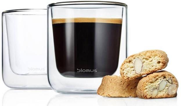 Blomus Dubbelwandig glas NERO koffie (set|4 stuks)