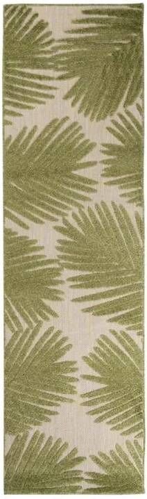 Boho&me Balkonkleed palmbladeren Verano beige|groen 80x200 cm