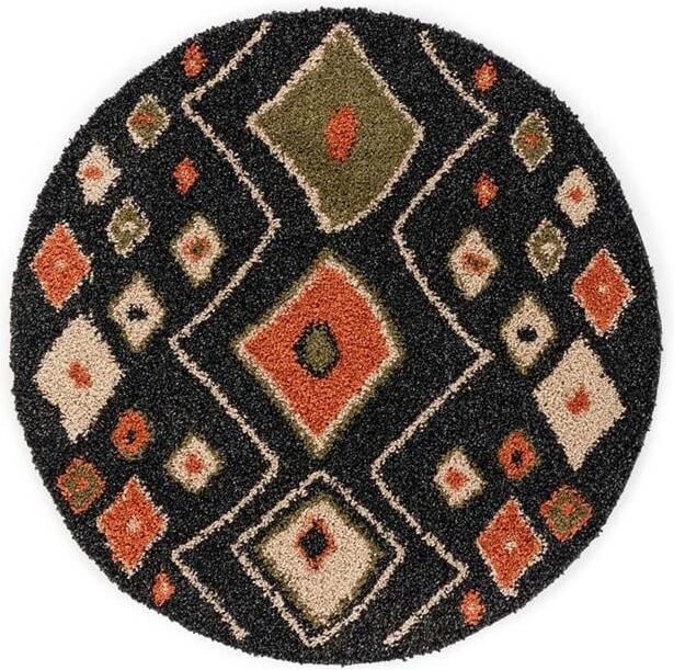 Boho&me Rond hoogpolig vloerkleed bohemian Artisan antraciet multi 280 cm rond - Foto 2