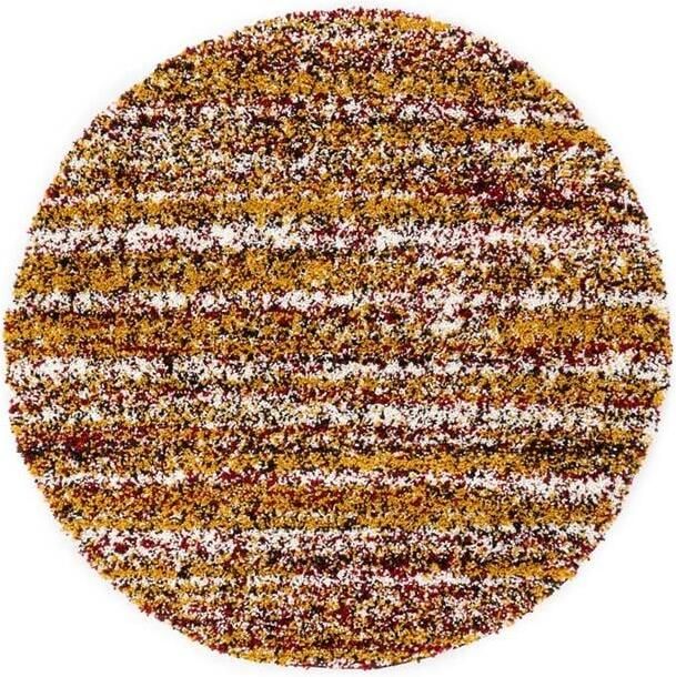 Boho&me Rond hoogpolig vloerkleed strepen Artisan multi okergeel 280 cm rond - Foto 2