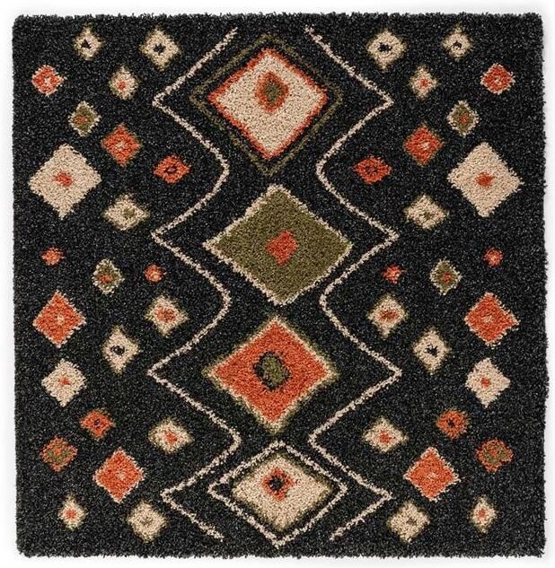 Boho&me Vierkant hoogpolig vloerkleed bohemian Artisan antraciet multi 280x280 cm - Foto 2