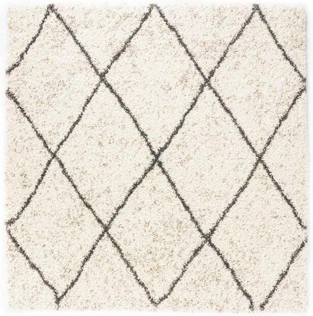 Boho&me Vierkant hoogpolig vloerkleed geruit Artisan wit grijs 280x280 cm - Foto 2
