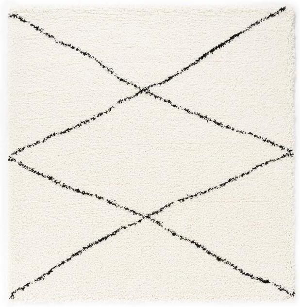 Boho&me Vierkant hoogpolig vloerkleed ruit Artisan wit zwart 280x280 cm - Foto 2