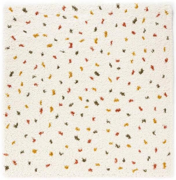 Boho&me Vierkant hoogpolig vloerkleed stippen Artisan wit multi 280x280 cm - Foto 2