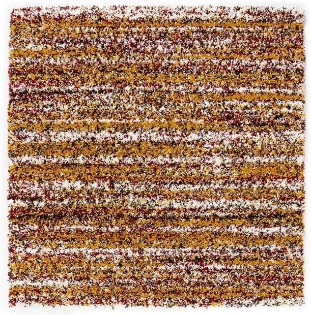 Boho&me Vierkant hoogpolig vloerkleed strepen Artisan multi okergeel 280x280 cm - Foto 2