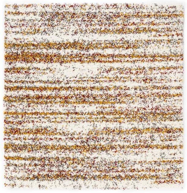 Boho&me Vierkant hoogpolig vloerkleed strepen Artisan wit multi 280x280 cm - Foto 2