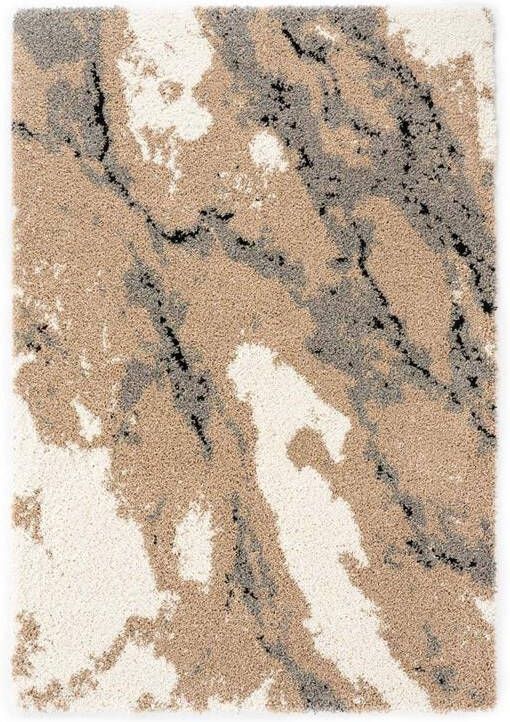 Boho&me Hoogpolig vloerkleed Marble Artisan beige 100x200 cm