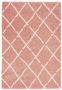 Boho&me Hoogpolig vloerkleed ruiten Artisan roze wit 100x200 cm - Thumbnail 1