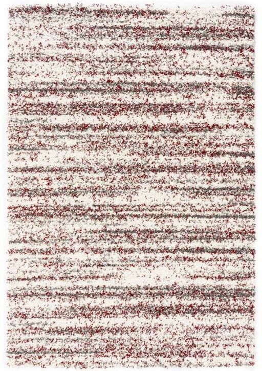 Boho&me Hoogpolig vloerkleed strepen Artisan grijs|rood 120x170 cm