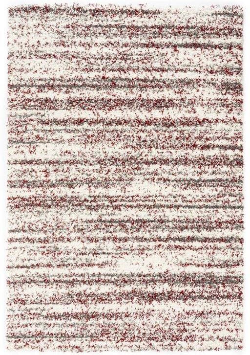 Boho&me Hoogpolig vloerkleed strepen Artisan grijs|rood 140x200 cm