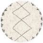 Boho&me Rond hoogpolig vloerkleed berber Artisan wit grijs 100 cm rond - Thumbnail 2