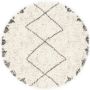 Boho&me Rond hoogpolig vloerkleed berber Artisan wit grijs 160 cm rond - Thumbnail 1