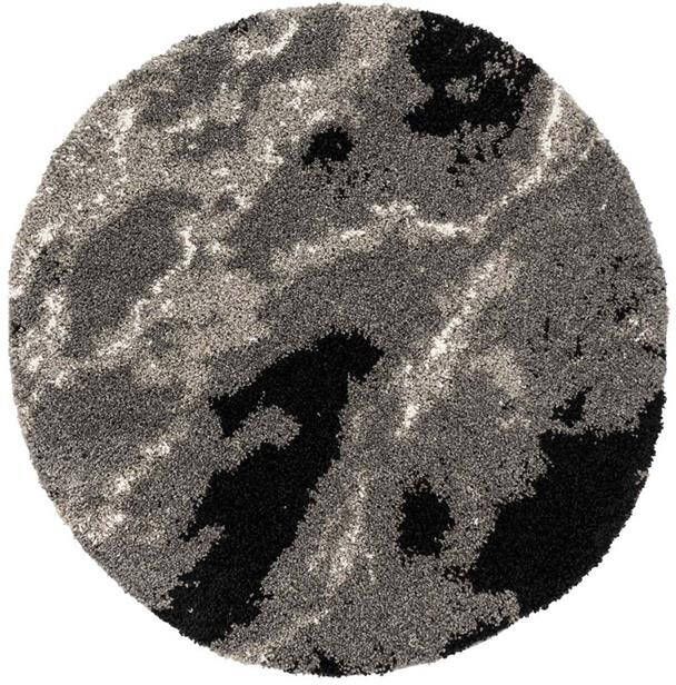 Boho&me Rond hoogpolig vloerkleed Marble Artisan grijs 80 cm rond