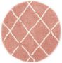 Boho&me Rond hoogpolig vloerkleed ruiten Artisan roze wit 160 cm rond - Thumbnail 2