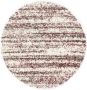 Boho&me Rond hoogpolig vloerkleed strepen Artisan grijs rood 120 cm rond - Thumbnail 2