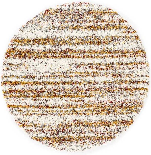 Boho&me Rond hoogpolig vloerkleed strepen Artisan wit multi 160 cm rond - Foto 2