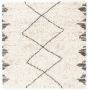 Boho&me Vierkant hoogpolig vloerkleed berber Artisan wit grijs 100x100 cm - Thumbnail 1
