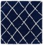 Boho&me Vierkant hoogpolig vloerkleed ruiten Artisan marineblauw wit 240x240 cm - Thumbnail 1