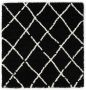 Boho&me Vierkant hoogpolig vloerkleed ruiten Artisan zwart wit 140x140 cm - Thumbnail 2