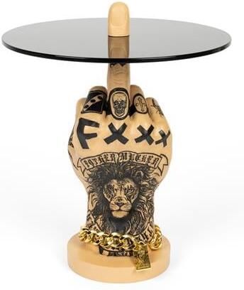 Bold Monkey Fother Mucker bijzettafel leeuw Beige} - Foto 3