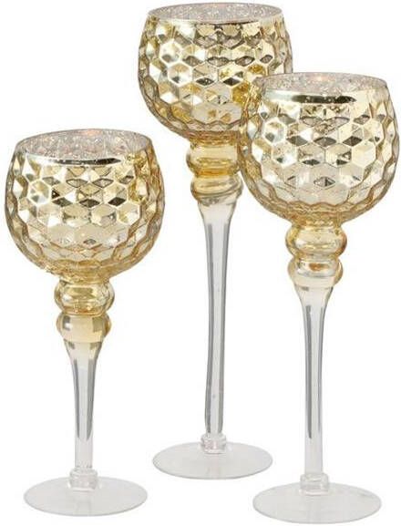 Boltze Deco by Kaarshouders champagne goud 3 stuks glas
