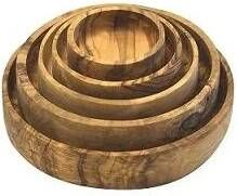 Bowls and Dishes Olijfhouten Schalenset laag 6-8-10-12-14 cm