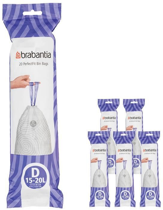 Brabantia Type D PerfectFit Jaarverpakking Afvalzak 15-20 Liter 120 Stuks